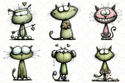 Quirky Valentine Cat Clipart, an Illustration by Black Bird Studio (Thumbnail 6 of 6)