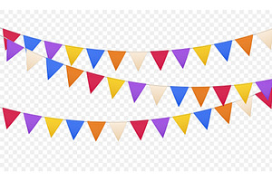 Color bunting triangle flags, an Object Illustration by Frogella