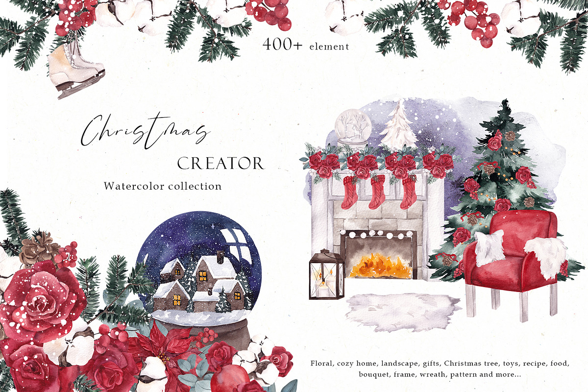 Watercolor Christmas Bundle., an Object Graphic by ma_i_vi (Photo 2 of 8)