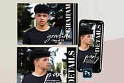 Senior Boy Grad Card Template, a Card Template by InstaNoirDesigns (Thumbnail 1 of 8)