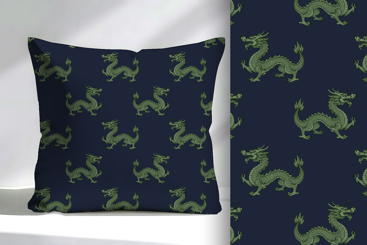 Royal Dragon on Navy Blue, a Pattern Graphic by Sharon Schwalbe (Photo 5 of 7)