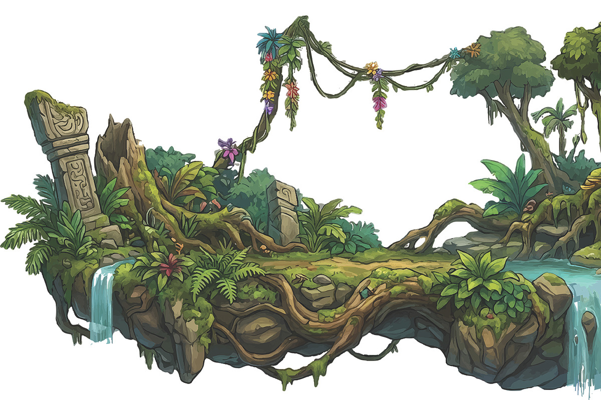 Prehistoric Jungle Platformer Game, a Background Graphic by 3D assets for your awesom (Photo 3 of 3)