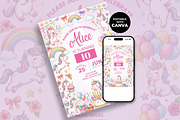Unicorn Birthday Invitation, an Invitation Template by M9 Design (Thumbnail 2 of 4)