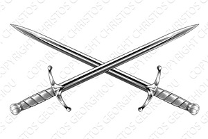 Crossed Medieval Swords Vintage, an Object Illustration by Christos Georghiou