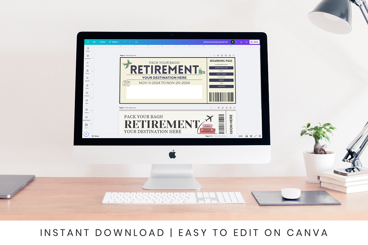Retirement Boarding Pass Template, a Card Template by Snapybiz (Photo 5 of 10)