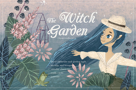 Witch Garden. Clipart set