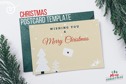 Illustrated Christmas Postcard, a Card Template by Kay Designs
