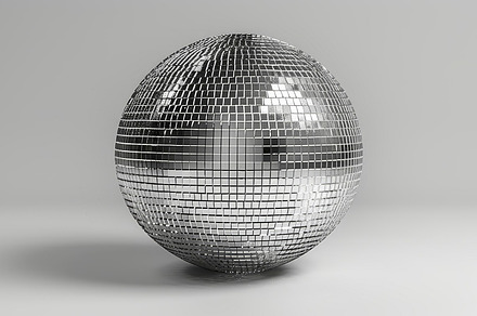 Shiny Silver Disco Ball Isolated on White Background