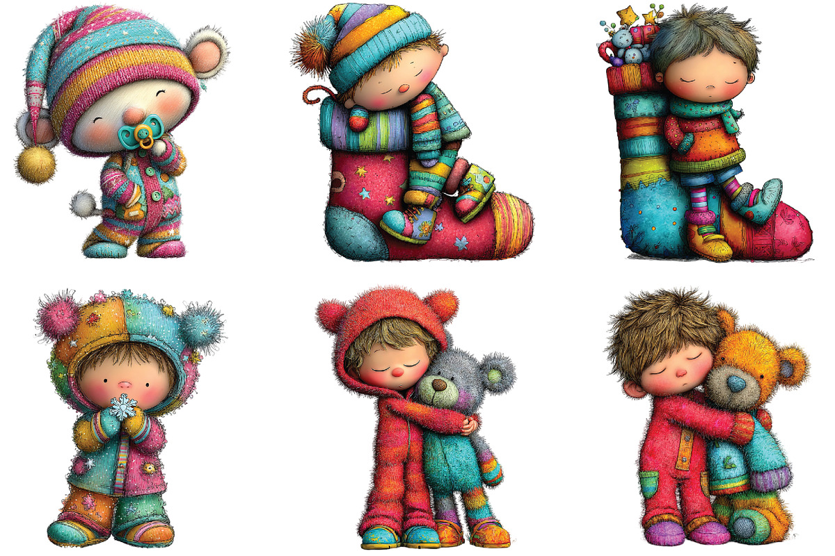 Whimsical Christmas Baby Kid Clipart, an Illustration by CraftArtStudio (Photo 4 of 6)
