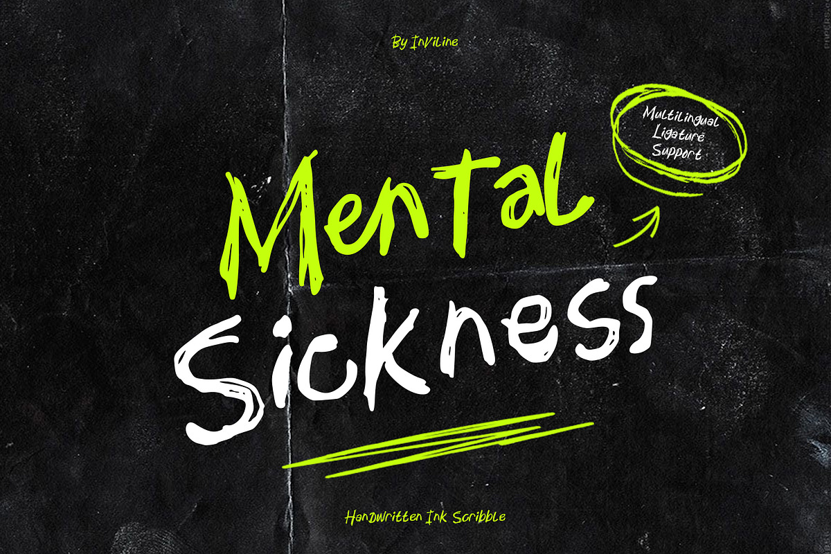 Mental Sickness - Ink Scribble Font, a Handwritten Font by Inviline.co (Photo 1 of 10)