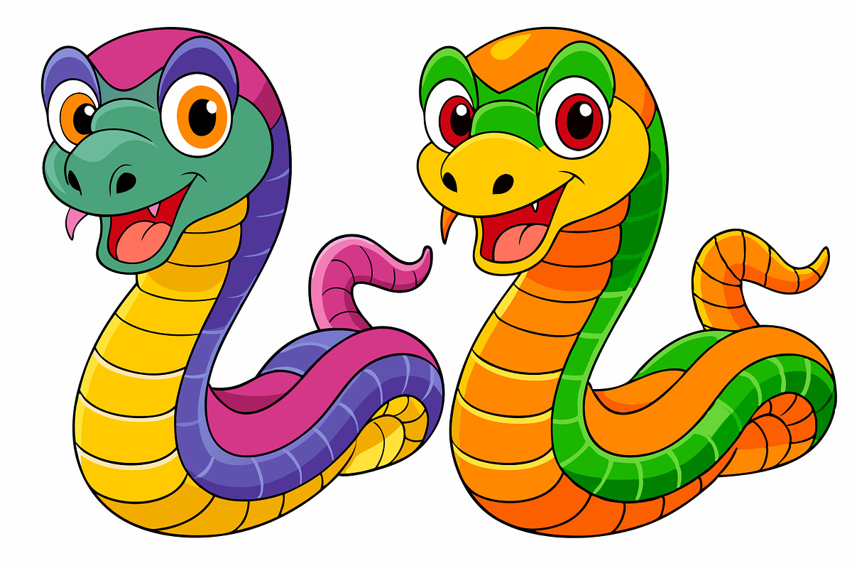 Colorful Cartoon Snakes Vector, an Animal Illustration by Imamul001