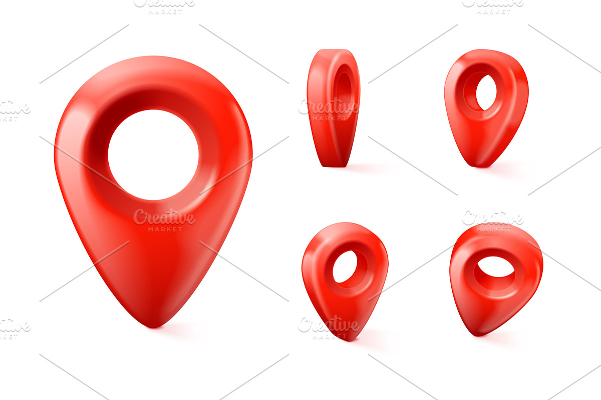 3d geo pin. Realistic map geotag, an Object Illustration by Stock-Smart-Start