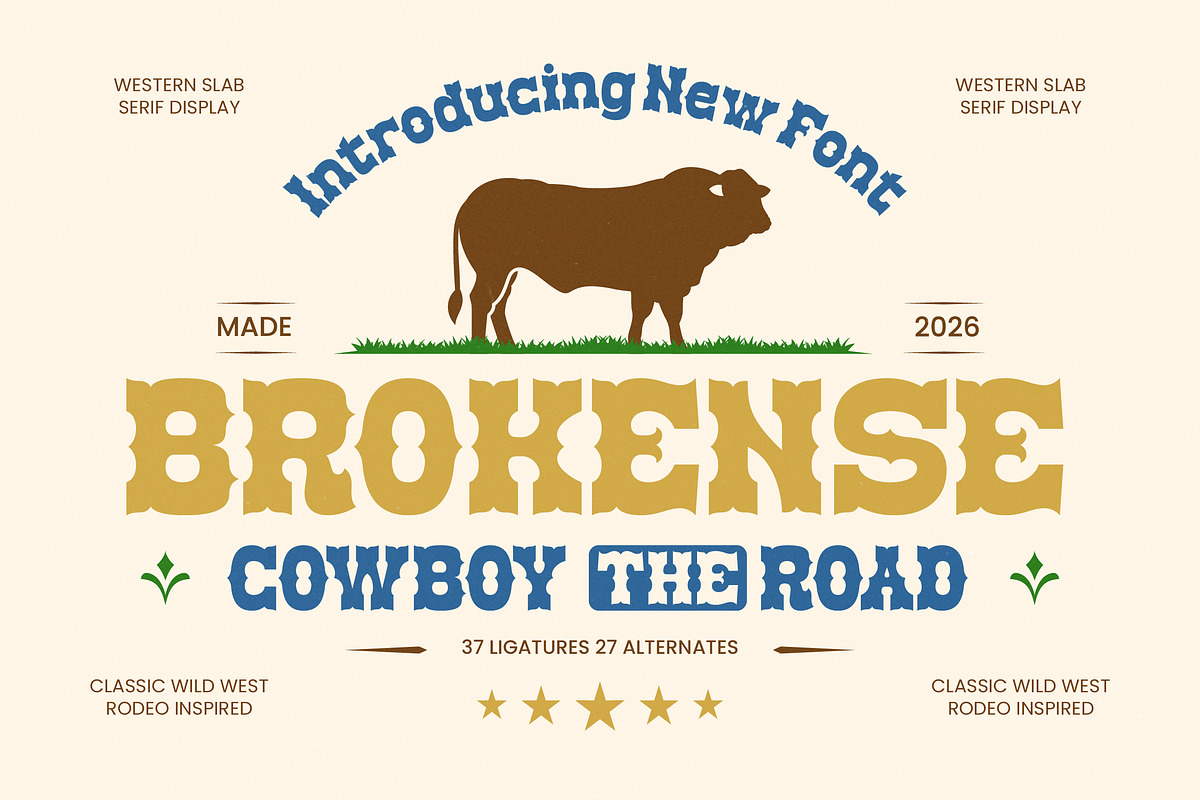 Brokense Cowboy Western Slab Serif, a Slab Serif Font by timelesstype.co (Photo 1 of 20)