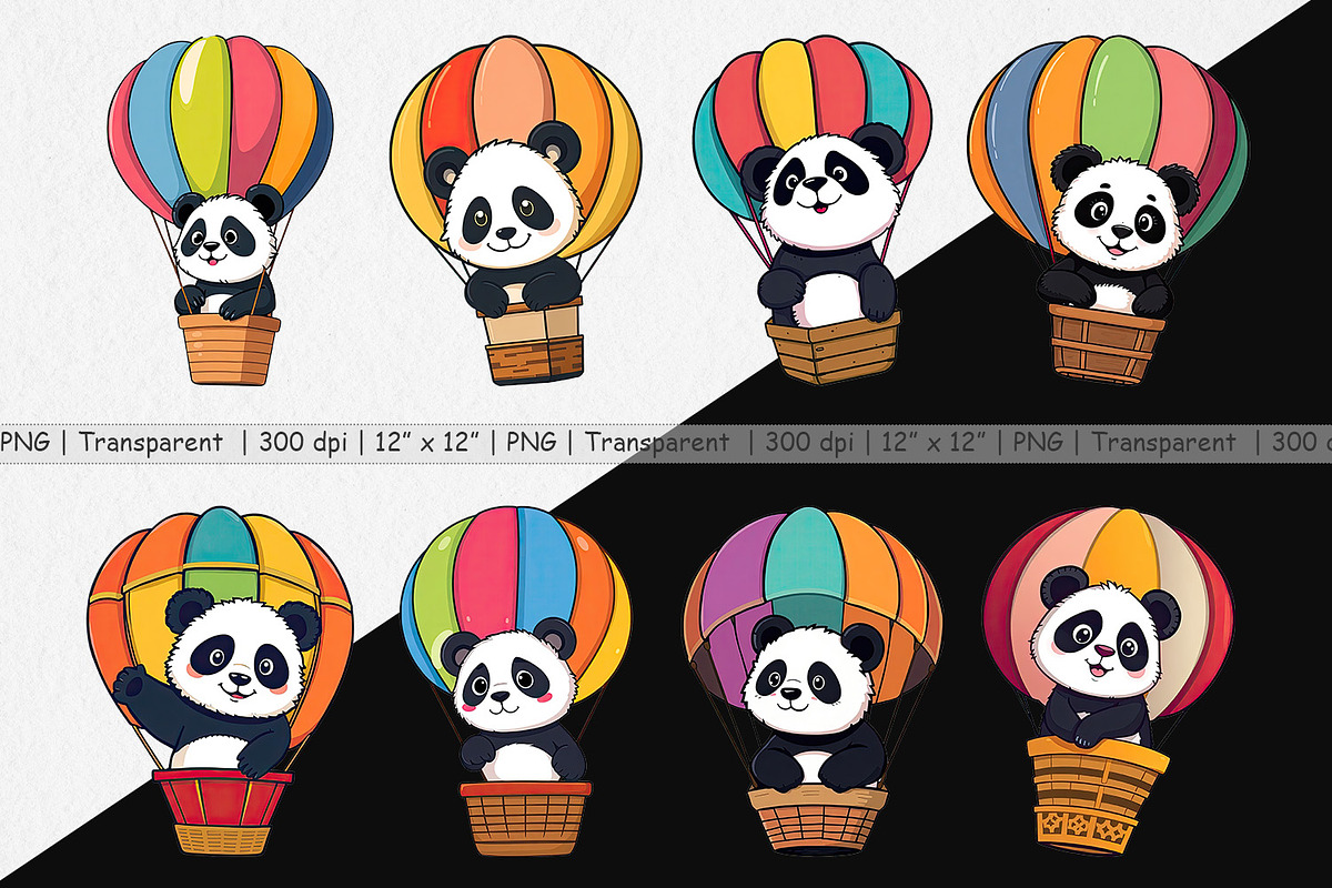 Balloon Panda Clipart, a Graphic by Artnoy (Photo 2 of 5)
