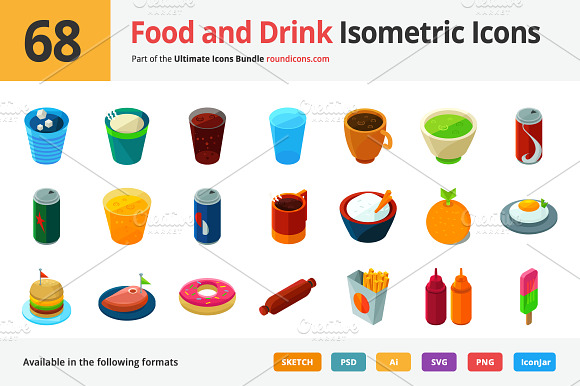 68 Food And Drink Isometric Icons