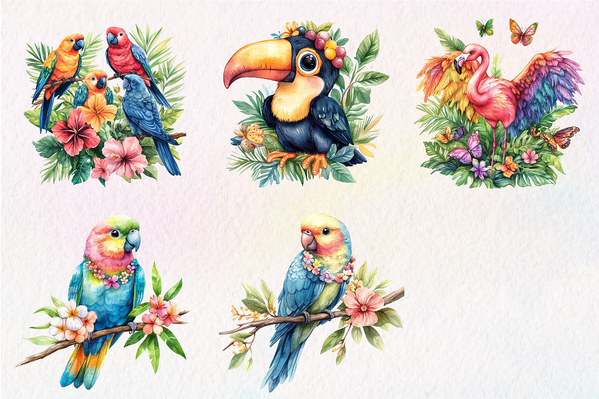 Tropical Bird Png, Jungle Bird Clipa, an Illustration by CreationArt (Photo 3 of 9)