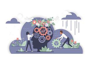 Mental health support concept cloud, an Object Illustration by Lemberg Vector
