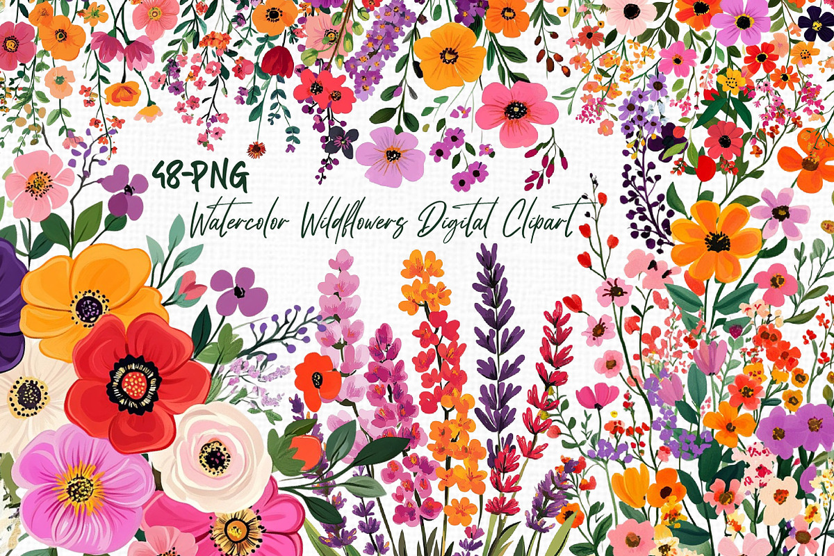 Watercolor Wildflowers Digital Clipa, an Illustration by Libby Wishes (Photo 1 of 7)