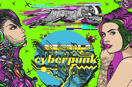 Cyberpunk old school tattoo