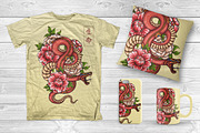 Japanese Snake Tattoo, an Animal Illustration by TSV Art Collective (Thumbnail 2 of 3)