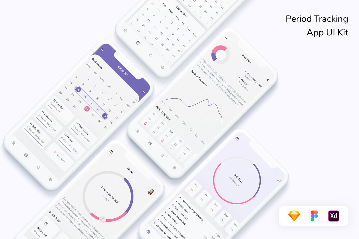 Period Tracking App UI Kit, an App Template by Betush