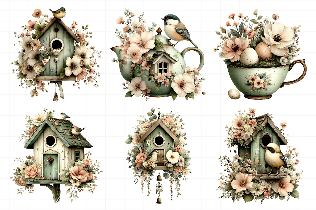 Whimsical Spring Birdhouse Clipart, an Illustration by Daily.Designs (Photo 7 of 8)