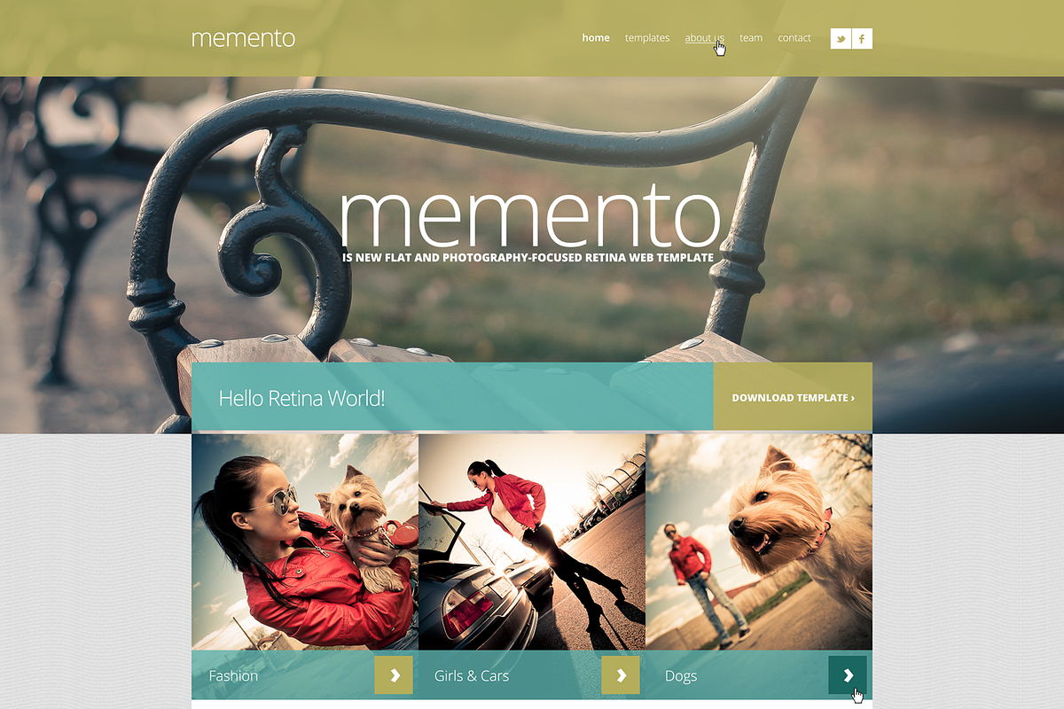 Memento — Retina PSD Template, a Websites & App Template by Viktor Hanacek (Photo 1 of 3)