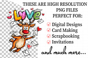 Funny valentine Reindeer Clipart, an Illustration by Daily.Designs (Thumbnail 2 of 5)