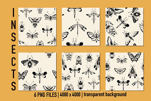 Insects. Graphic Clipart Patterns.