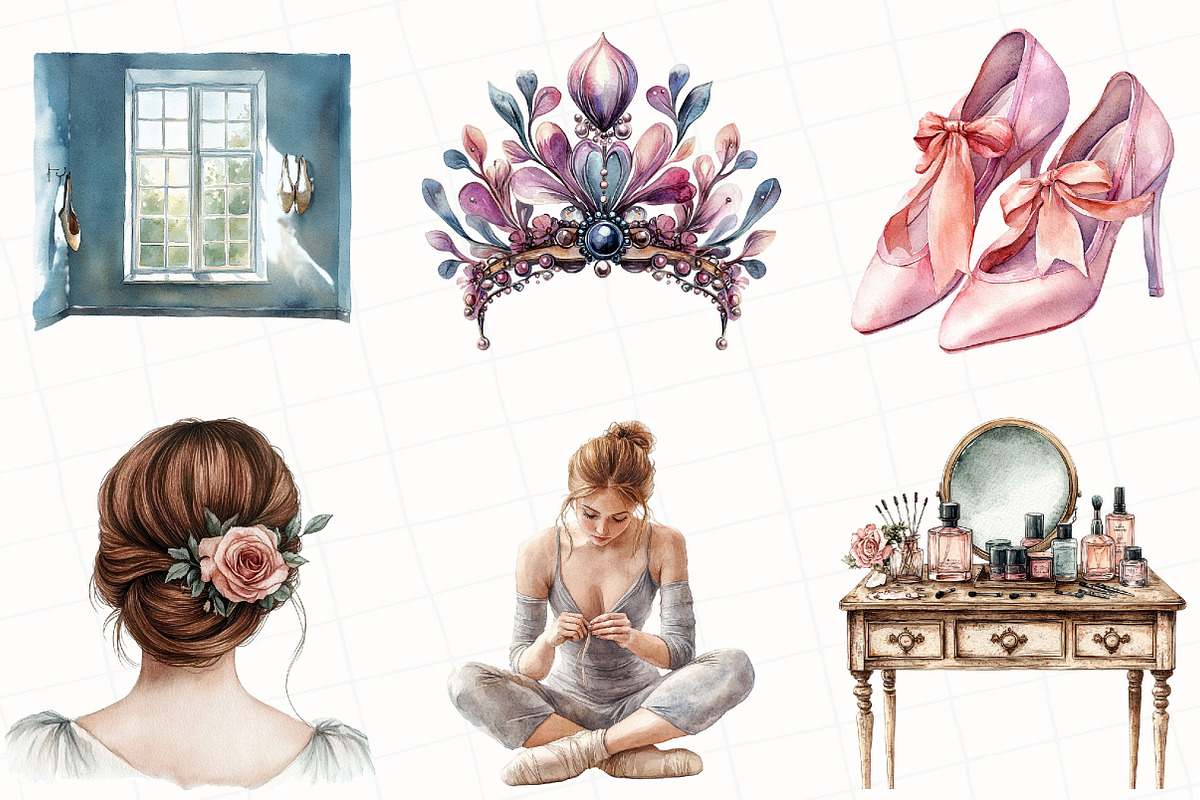 Watercolor Ballet Whisper Clipart, an Illustration by OK Design (Photo 3 of 5)