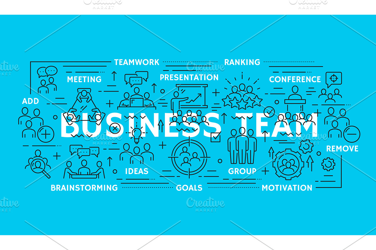 Business team line icons, a Finance Illustration by Vector Tradition