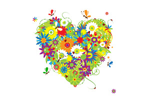 Summer Floral Heart For Your Design