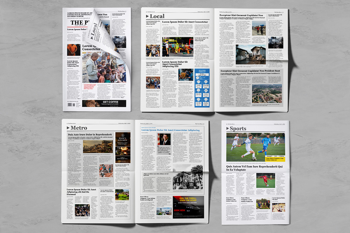 Tabloid Newspaper Template Bundle, a Magazine Template by Oshin Design (Photo 7 of 7)
