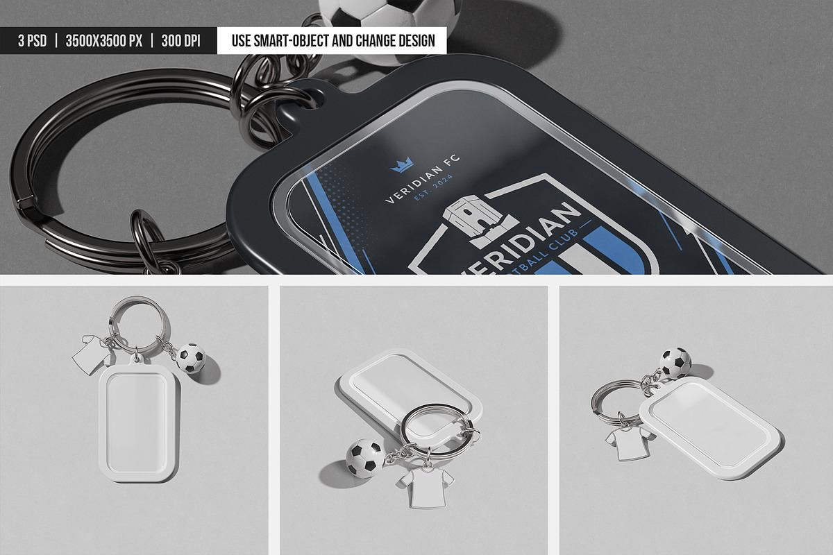 Football Keychain with Charms Mockup, an Advertising Mockup by SD Mockup (Photo 5 of 5)