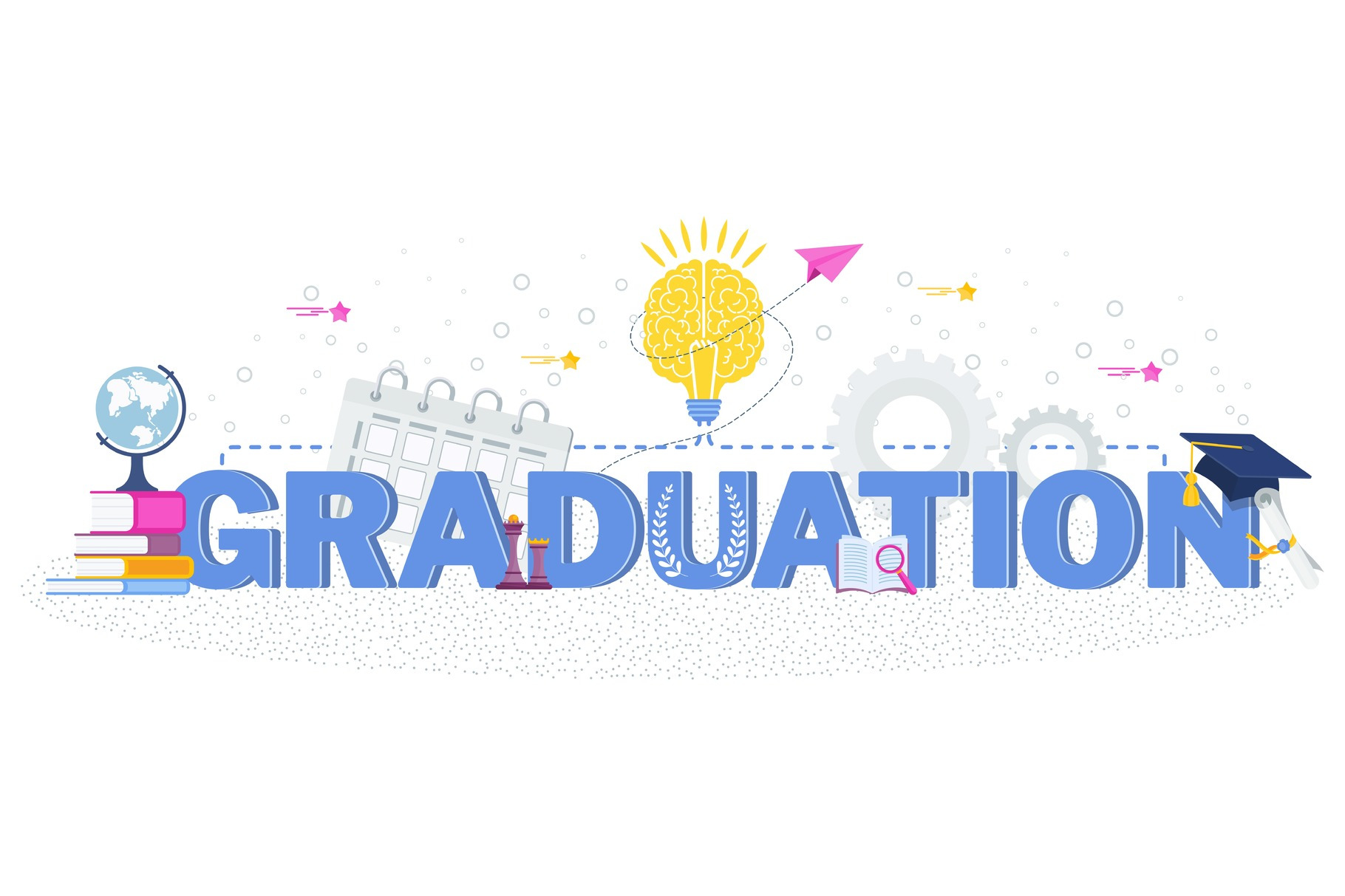 Word graduation typography, an Education Illustration by Quarta