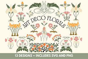 Art Deco Flower Ornaments