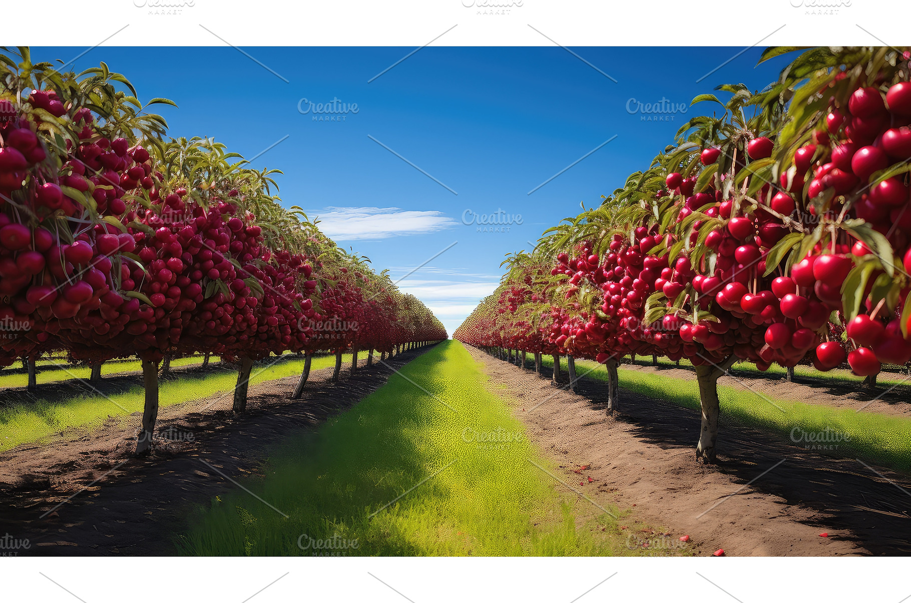 orchard cherry farm ai generated, a Nature Photo by pikepicture