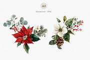 Watercolor Christmas Botanicals, a Decorative Illustration by ThaismotaCreativeCo (Thumbnail 2 of 11)