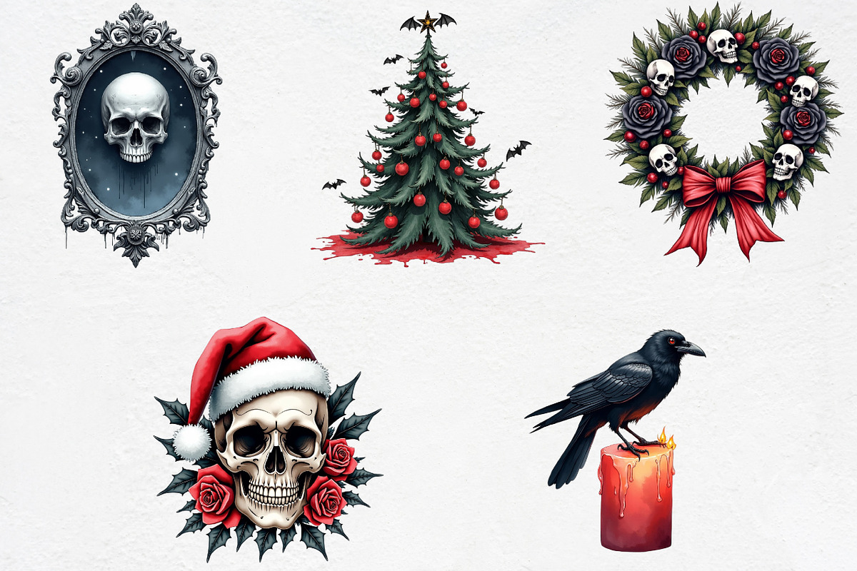Gothic Christmas Sublimation Png Cli, an Illustration by CrexoraLab (Photo 4 of 5)