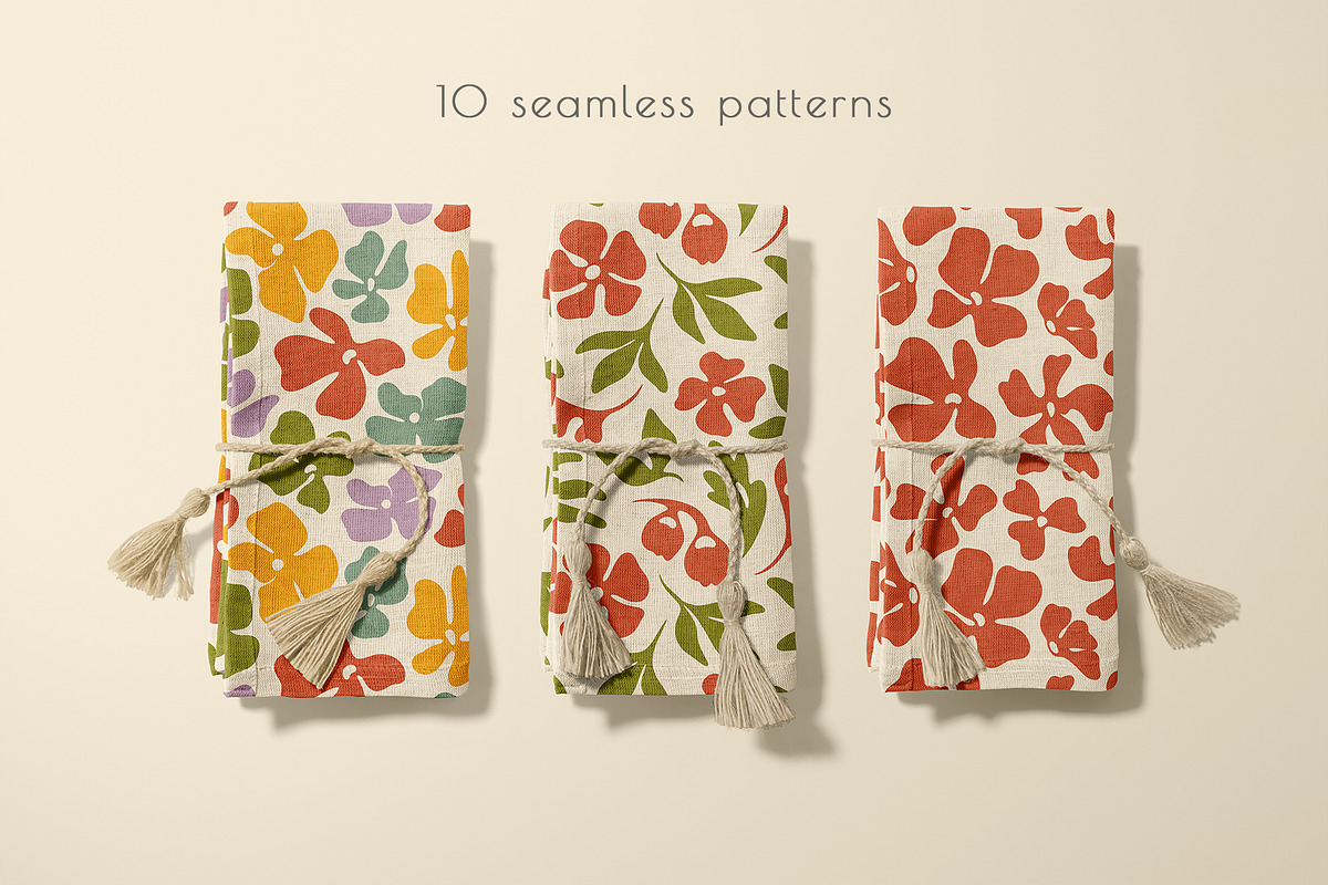 RETRO flower - patterns & posters, an Illustration by Anna.Klets (Photo 3 of 12)