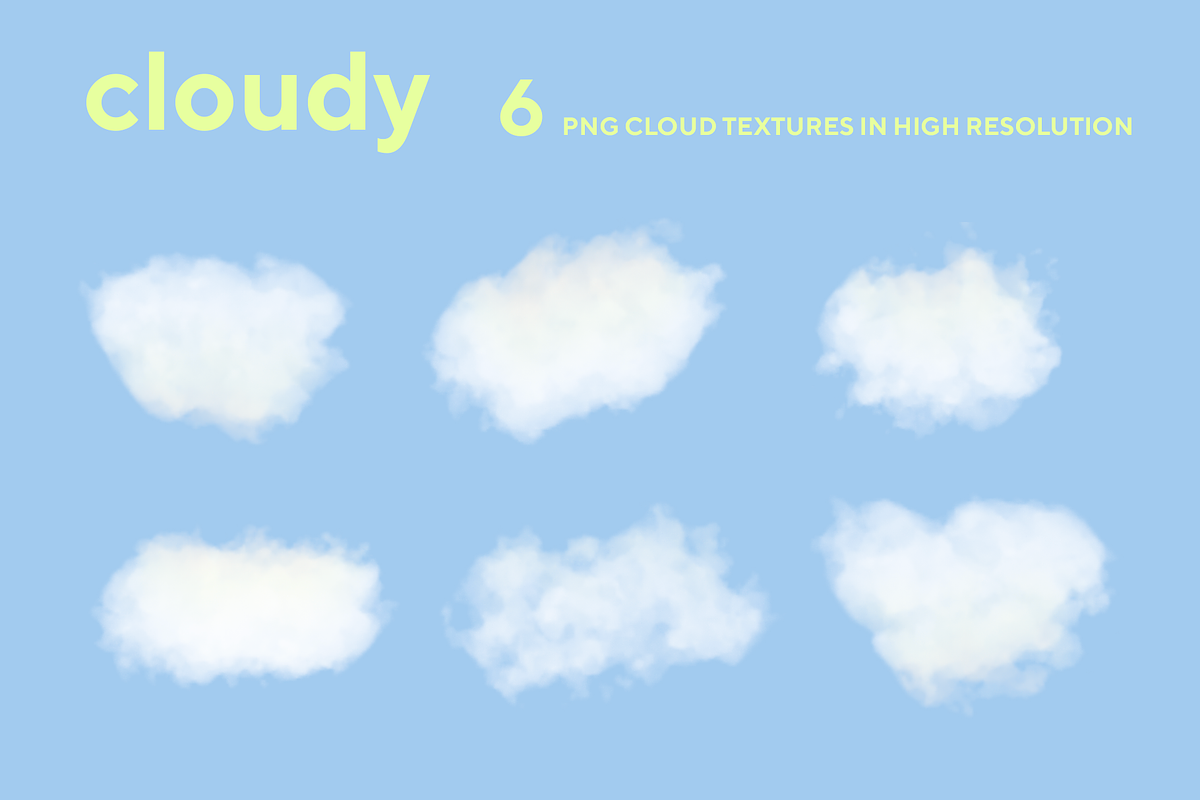 Cloudy - 6 PNG Cloud Textures, a Texture Graphic by Aidana Aidar (Photo 2 of 7)