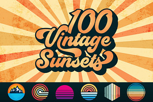 100 Vintage Retro Sunset Bundle SVG