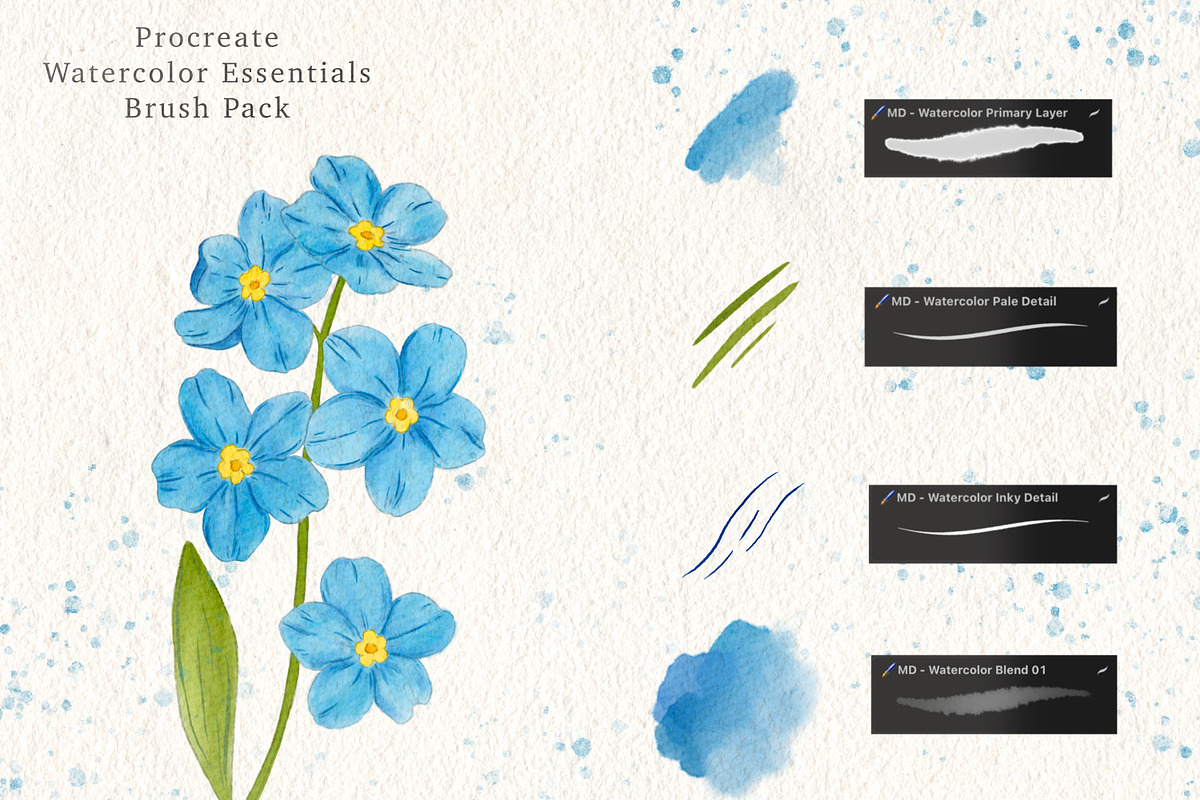 Procreate Watercolor Brush Pack, a Brush Add-On by Markdisha Designs (Photo 3 of 11)