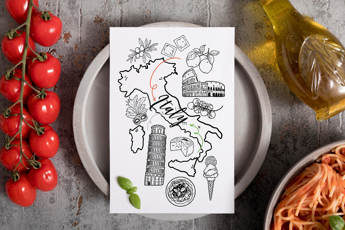 Italy Vacation Hand-Drawn Line Art, an Object Graphic by ArtGiftsStudio (Photo 3 of 4)