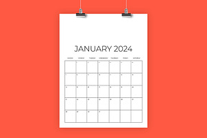 2024 Vertical 8.5 X 11 Inch Calendar