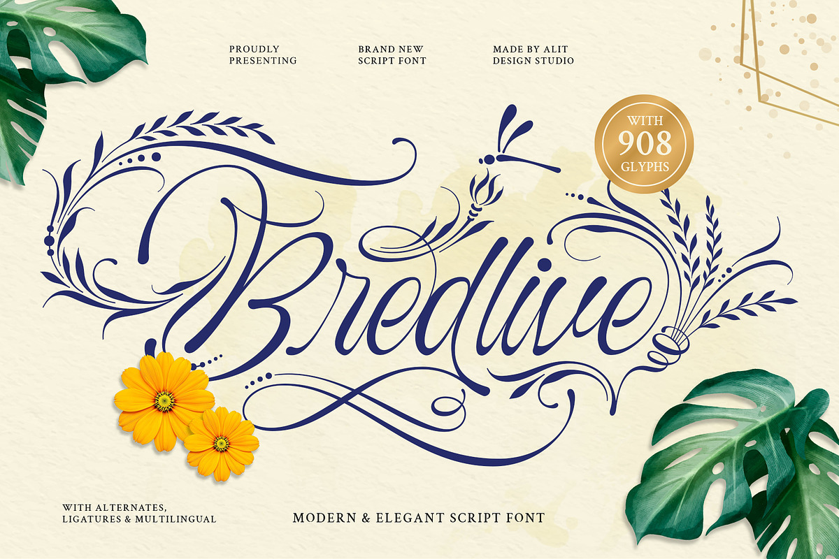 Bredlive Typeface, a Script Font by alit design (Photo 1 of 20)