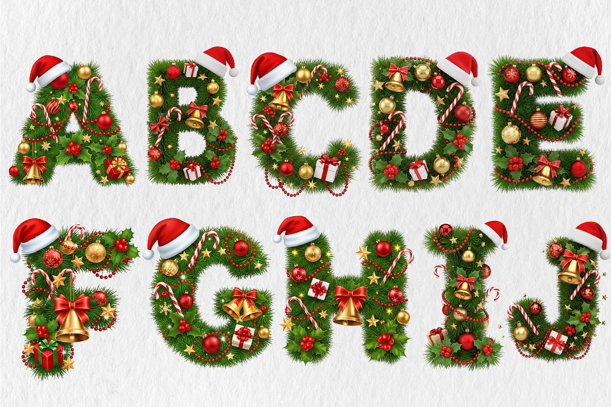 Christmas Wreath Alphabet Sublimatio, a Seasonal Illustration by Rose Art (Photo 2 of 4)