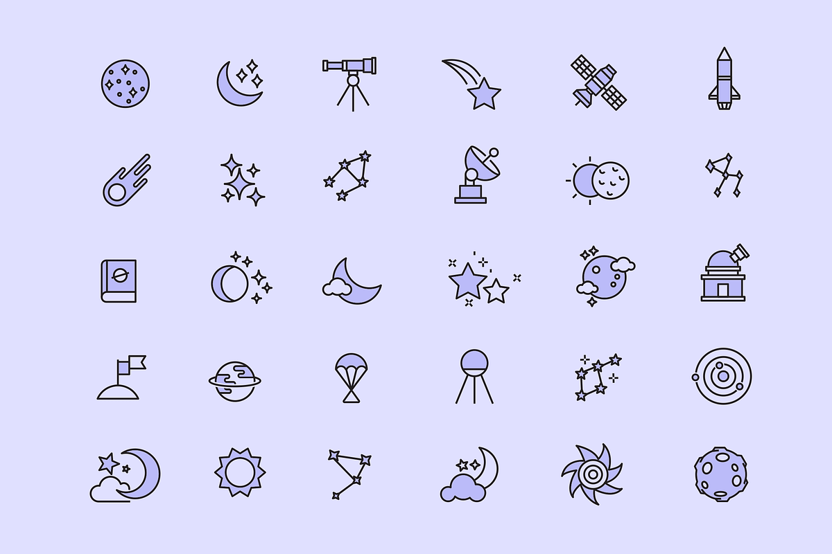 30 Night Sky Icons, a Solid Icon by Creative VIP (Photo 2 of 6)
