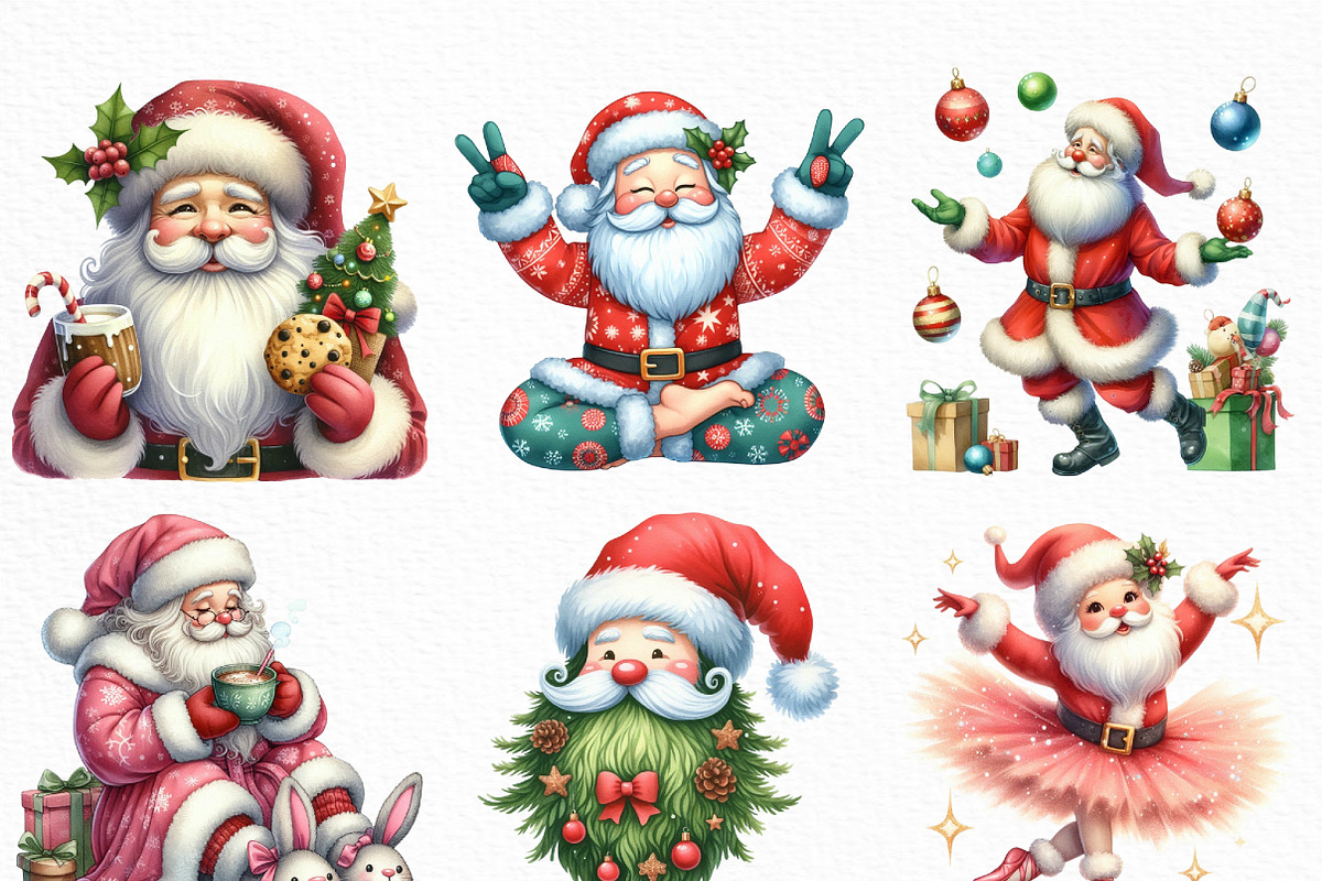 Funny Santa Claus Christmas Clipart, an Illustration by Craft Nest (Photo 5 of 6)