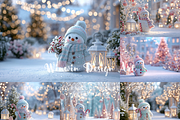 Pastel Snowman Digital Backdrop, a Background Photo by Winwin Design Art (Thumbnail 8 of 8)